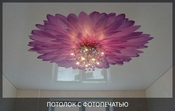 Натяжной потолок в комнату 14 м2 с фотопечатью